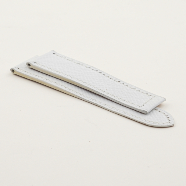 White Epsom Leather Single Folding Watch Strap
