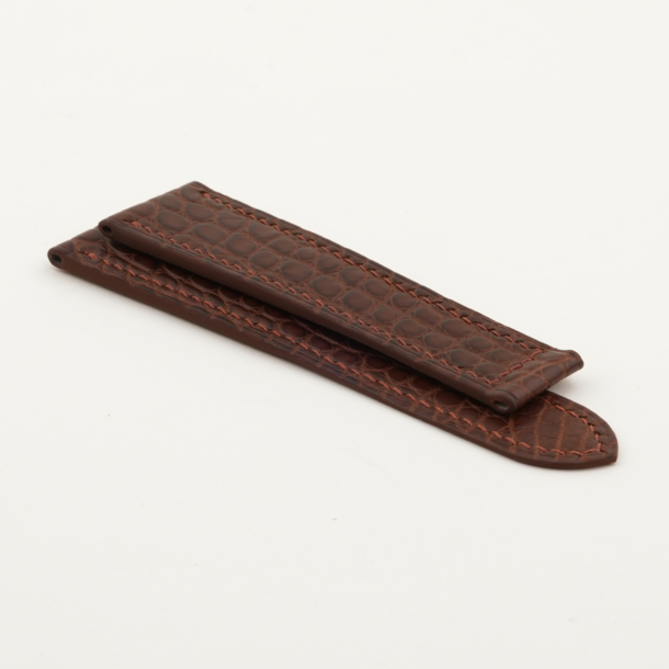 Dark Brown Alligator Leather Single Folding Watch Strap