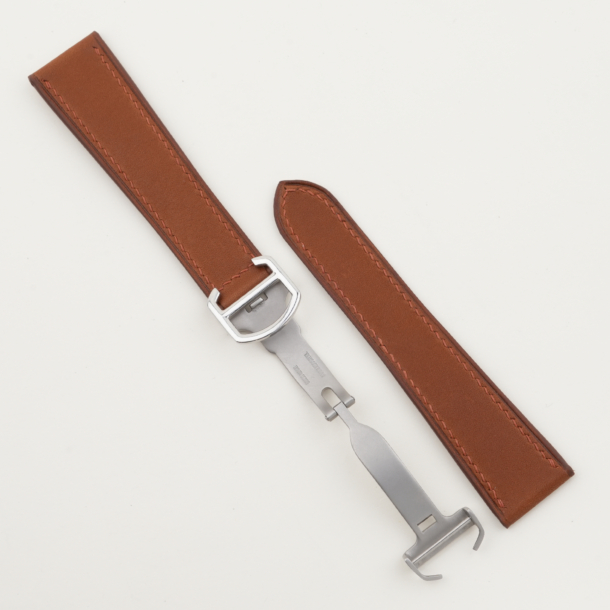 Golden Brown Smooth Calf Leather Single Folding Watch Strap