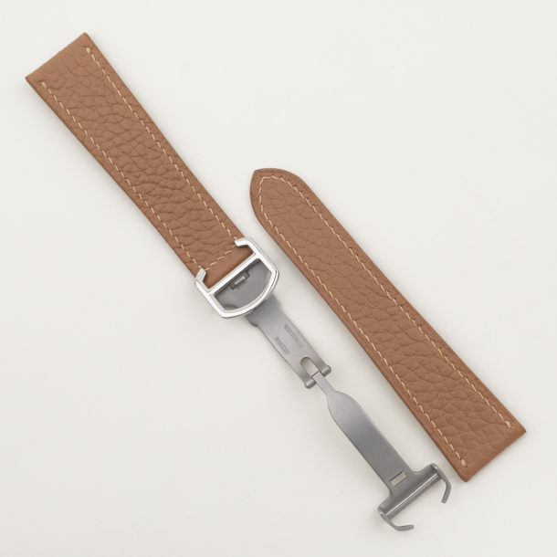 Beige Togo Leather Single Folding Watch Strap