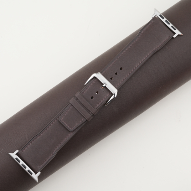 Dark Brown Smooth Calf Leather Apple Watch Band Pilot Shape