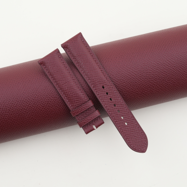 Burgundy Black Lining Epsom Padded Leather Watch Strap - Image 2