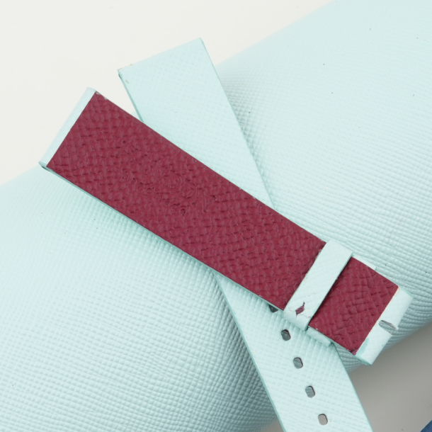 Vintage Turquoise Epsom Red Lining Leather Watch Strap