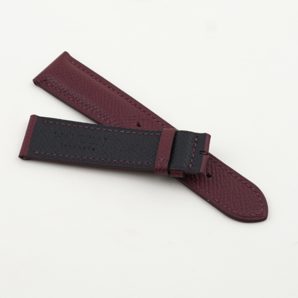 Burgundy Black Lining Epsom Padded Leather Watch Strap