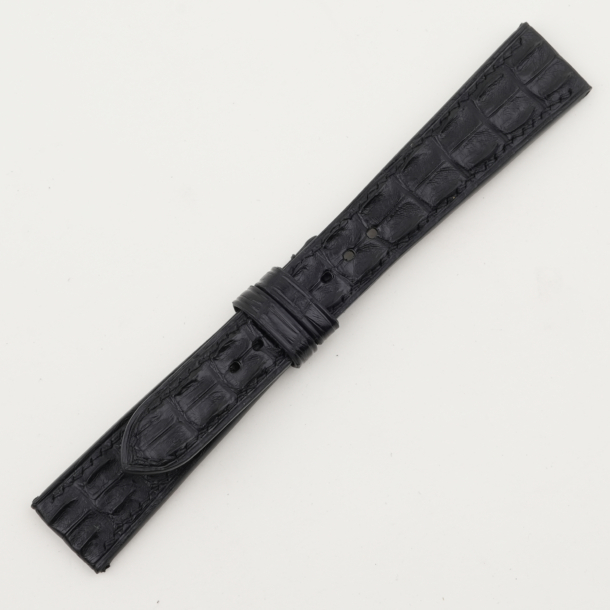 Black Double Hornback Nubuck Lining Alligator Watch Strap