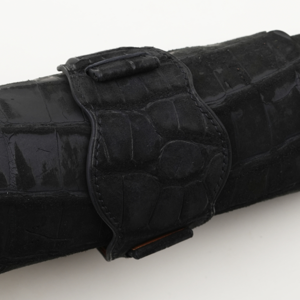 Black Nubuck Alligator Leather Bund Strap