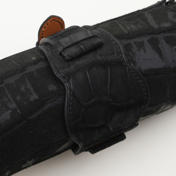 Black Nubuck Alligator Leather Bund Strap