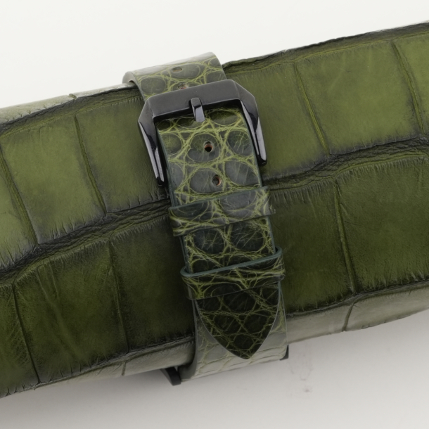 Vintage Green Alligator Round Scales Leather Samsung Watch Band