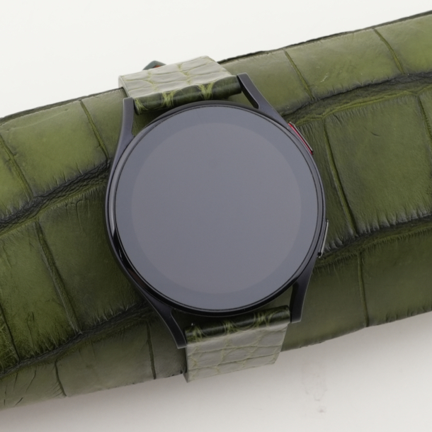 Vintage Green Alligator Round Scales Leather Samsung Watch Band