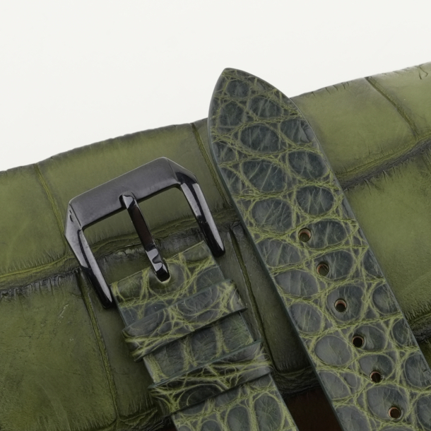 Vintage Green Alligator Round Scales Leather Samsung Watch Band