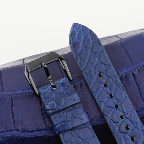 Vintage Blue Alligator Round Scales Leather Samsung Watch Band