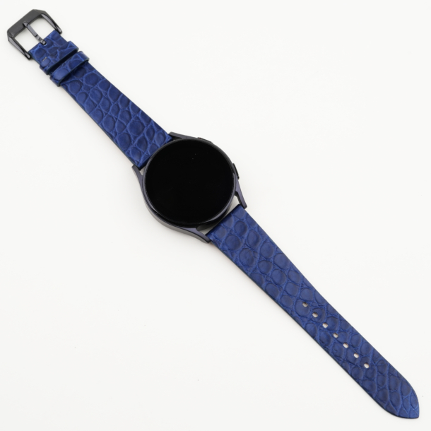 Vintage Blue Alligator Round Scales Leather Samsung Watch Band