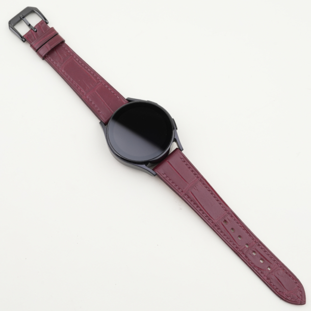 Burgundy Alligator Leather Samsung Watch Band