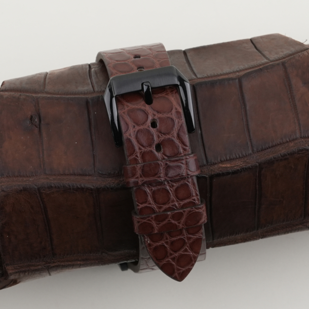 Vintage Dark Brown Alligator Round Scales Leather Samsung Watch Band