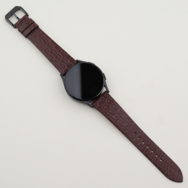 Vintage Dark Brown Alligator Round Scales Leather Samsung Watch Band