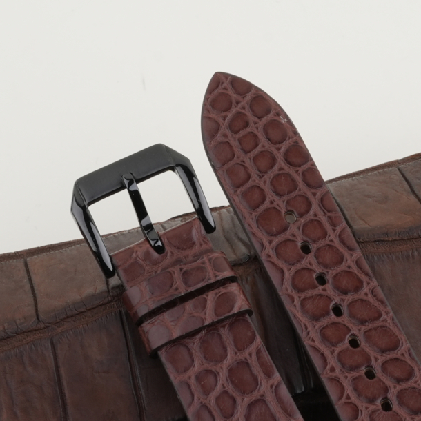 Vintage Dark Brown Alligator Round Scales Leather Samsung Watch Band