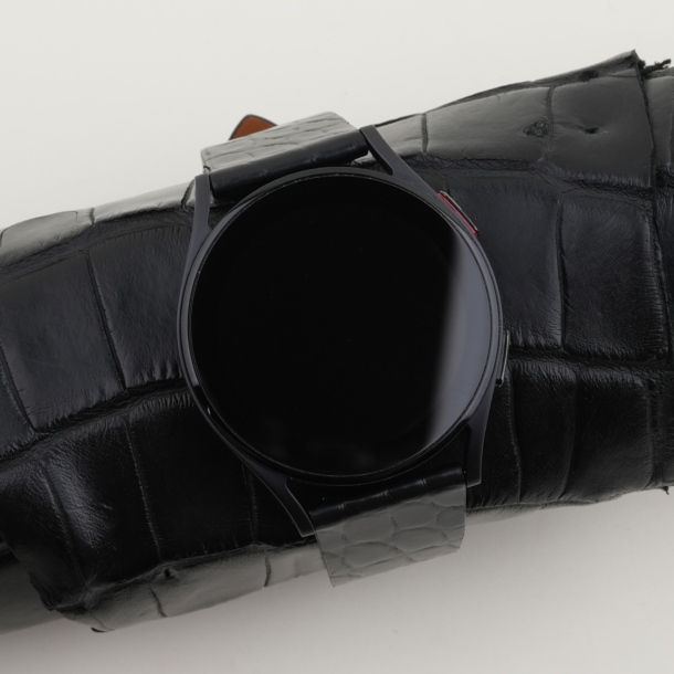 Vintage Black Alligator Round Scales Leather Samsung Watch Band