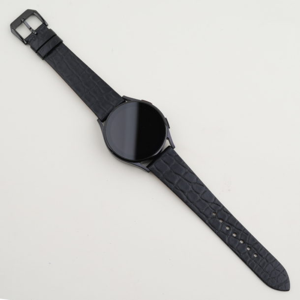 Vintage Black Alligator Round Scales Leather Samsung Watch Band
