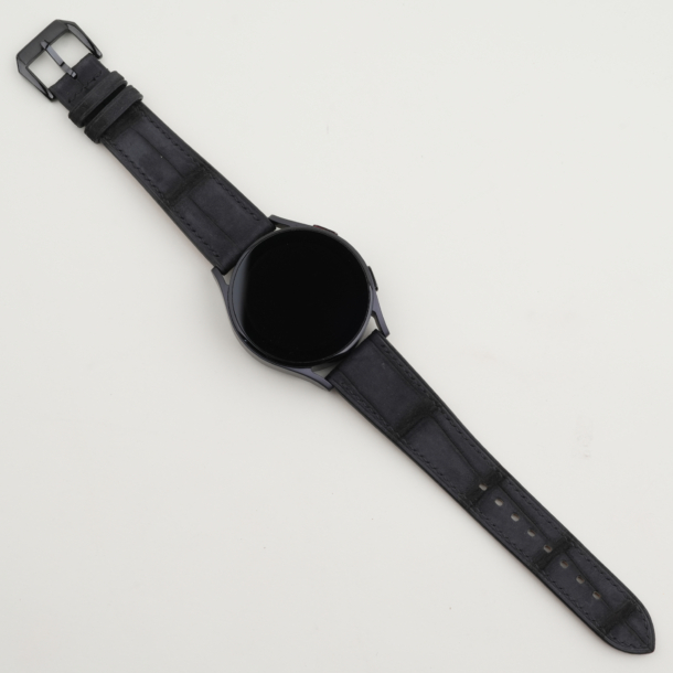 Nubuck Black Alligator Leather Samsung Watch Band