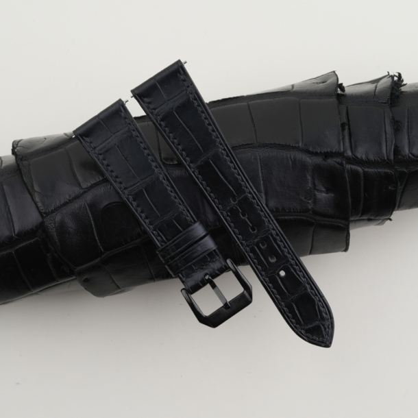 Black Alligator Leather Samsung Watch Band