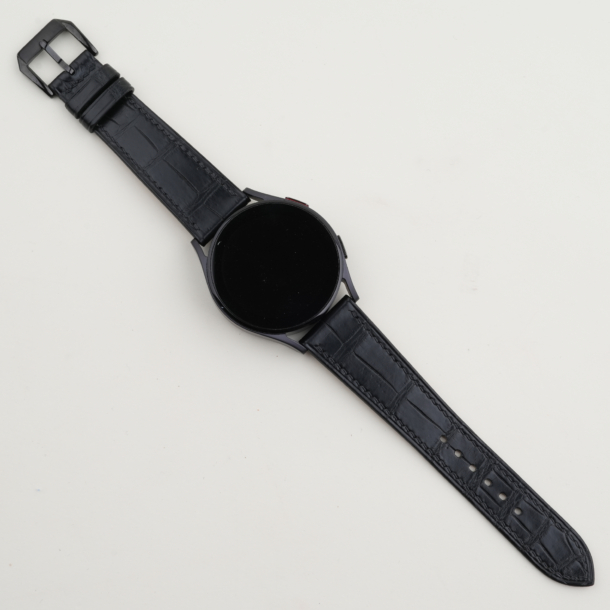 Black Alligator Leather Samsung Watch Band