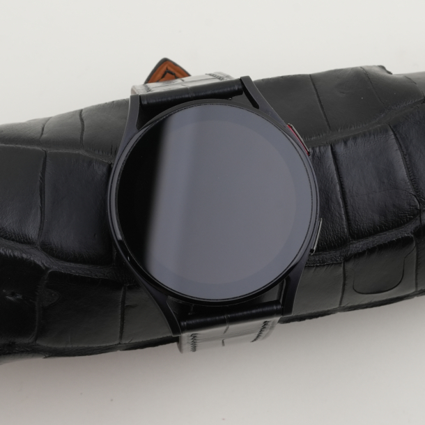 Black Alligator Leather Samsung Watch Band