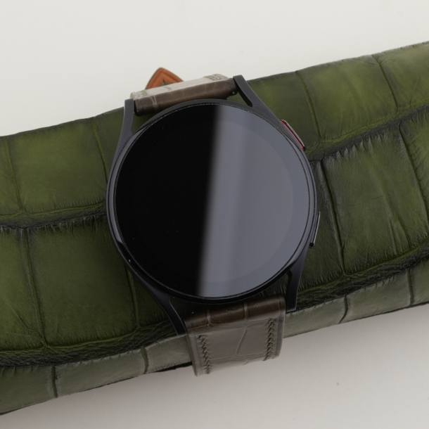 Olive Alligator Leather Samsung Watch Band