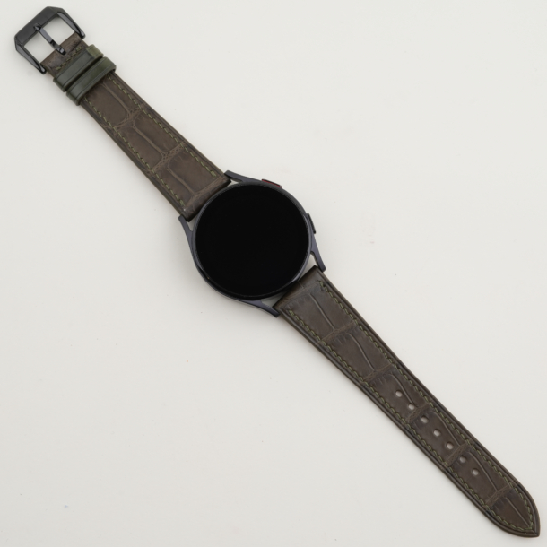 Olive Alligator Leather Samsung Watch Band