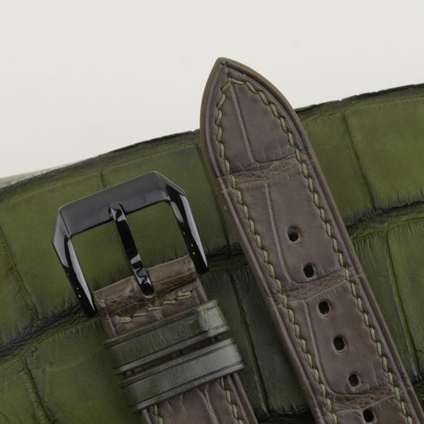Olive Alligator Leather Samsung Watch Band