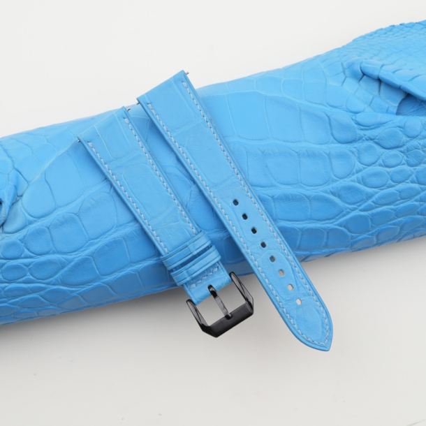 Miami Blue Alligator Leather Samsung Watch Band