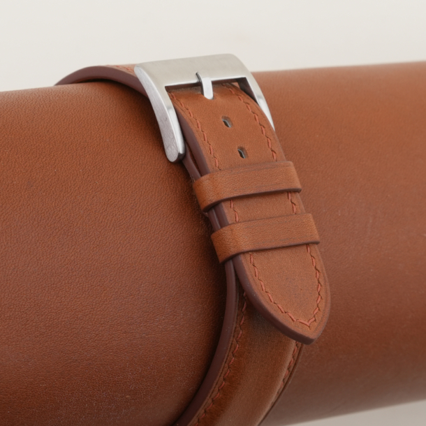 Golden Brown Smooth Calf Curved End Leather Watch Strap