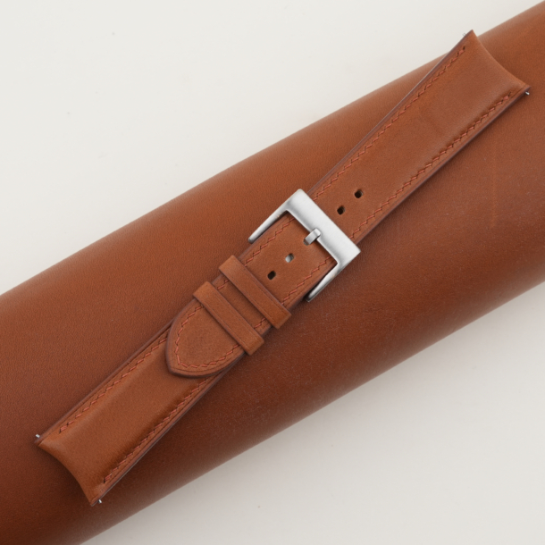 Golden Brown Smooth Calf Curved End Leather Watch Strap