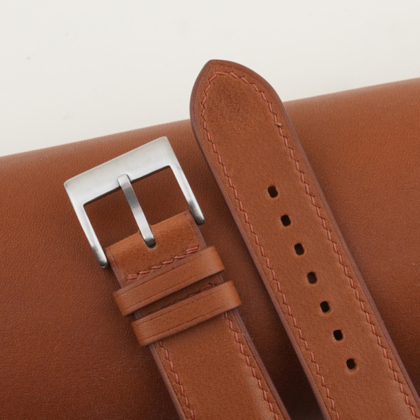 Golden Brown Smooth Calf Curved End Leather Watch Strap