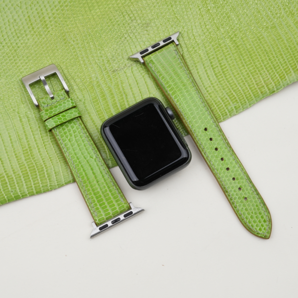 Light Green Lizard Leather Apple Watch Band