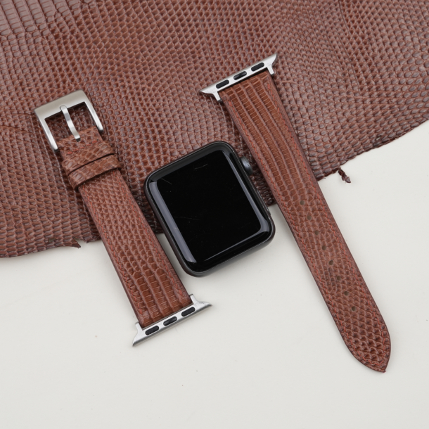 Chocolate Lizard Leather Apple Watch Band