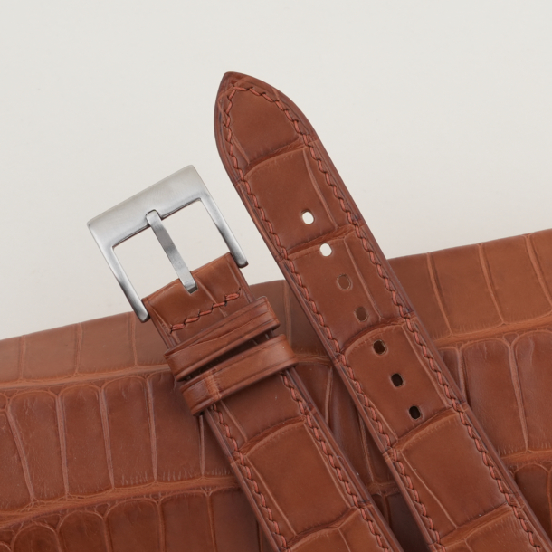 thumbnail image 2 of Walker & Williams F-12-C Cognac Brown Gator Guitar Strap | 3" Wide Padded Leather | USA Made 2 of 5