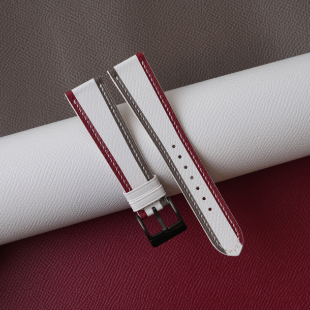 Triple Color White Epsom Leather Wacth Strap
