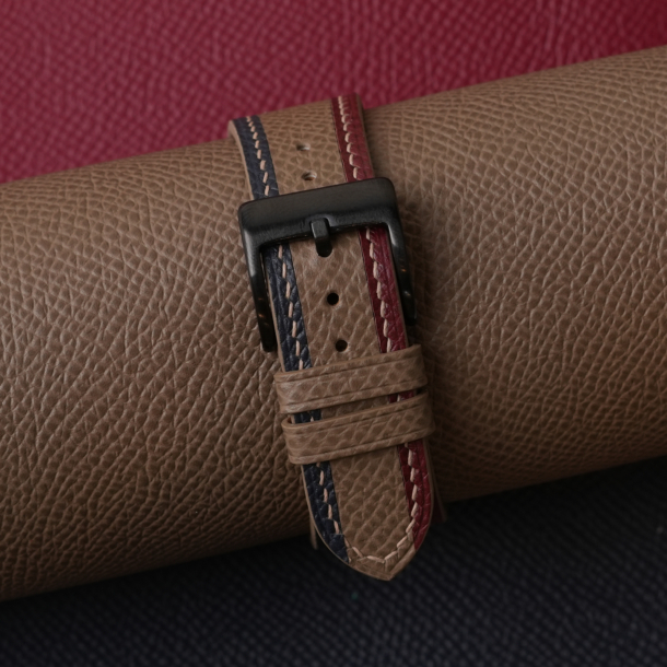 Triple Color Taupe Epsom Leather Watch Strap
