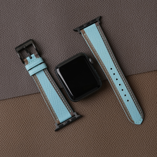 Tricolor Turquoise Epsom Leather Apple Watch Band