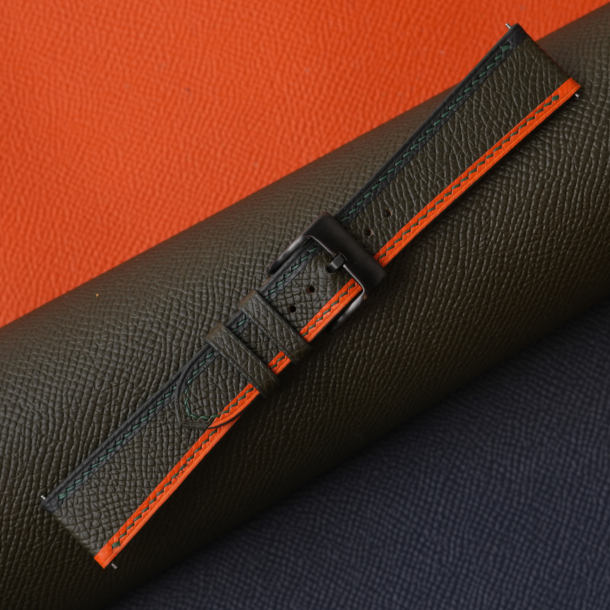 Tricolor Forest Epsom Leather Watch Strap