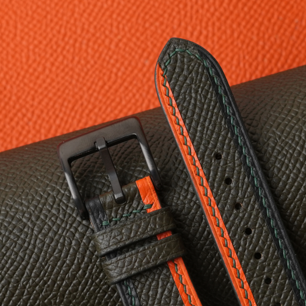 Tricolor Forest Epsom Leather Watch Strap