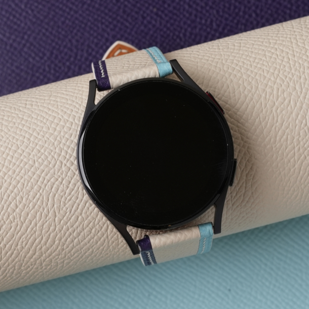 Tricolor Pearl White Epsom Leather Samsung Watch Band