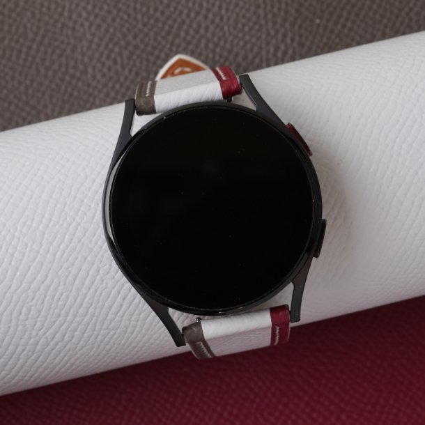 Tricolor White Epsom Leather Samsung Watch Band