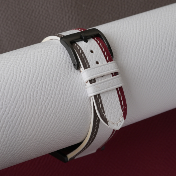 Triple Color White Epsom Leather Wacth Strap