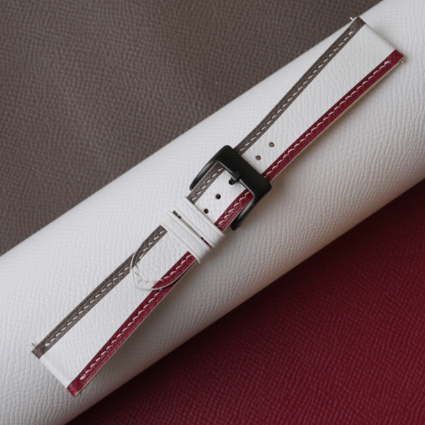 Triple Color White Epsom Leather Wacth Strap