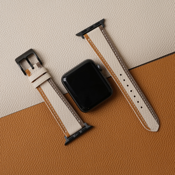 Tricolor Sesame Epsom Leather Apple Watch Band
