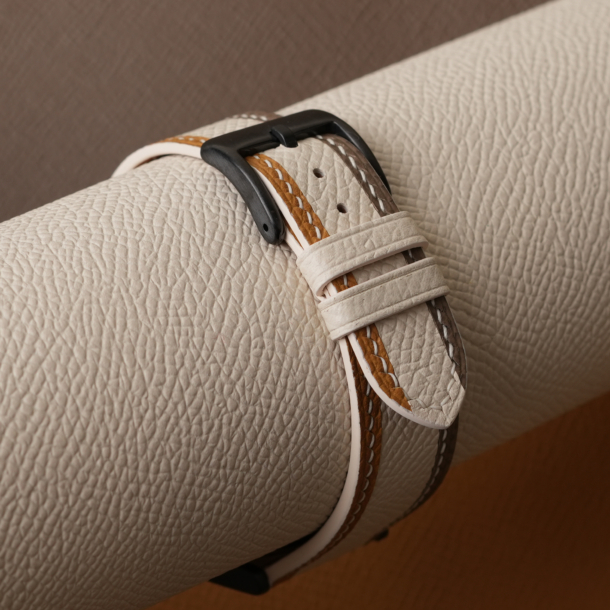 Triple Color Sesame Epsom Letaher Watch Strap