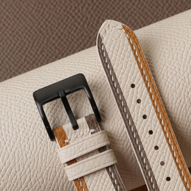Triple Color Sesame Epsom Letaher Watch Strap