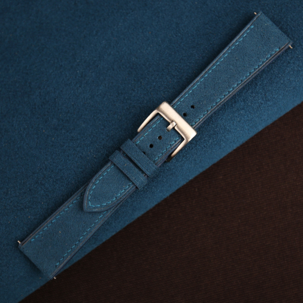 Dark Aqua Blue Alcantara Watch Strap 3 Dark Aqua Blue Alcantara Watch Strap 2