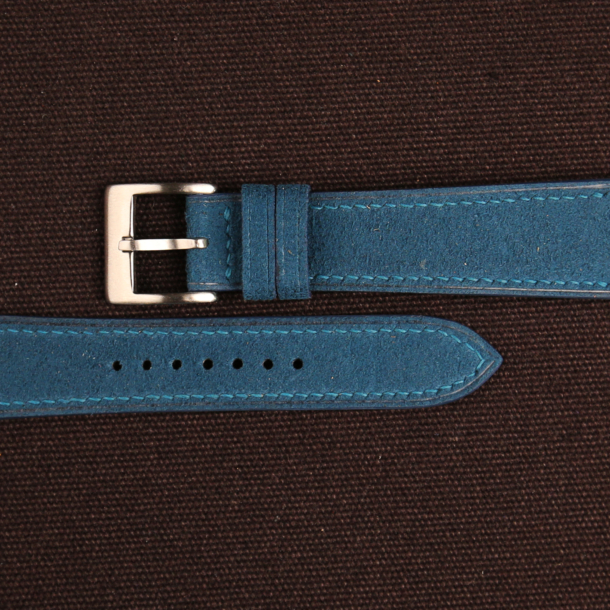 Dark Aqua Blue Alcantara Watch Strap 2 Dark Aqua Blue Alcantara Watch Strap 1